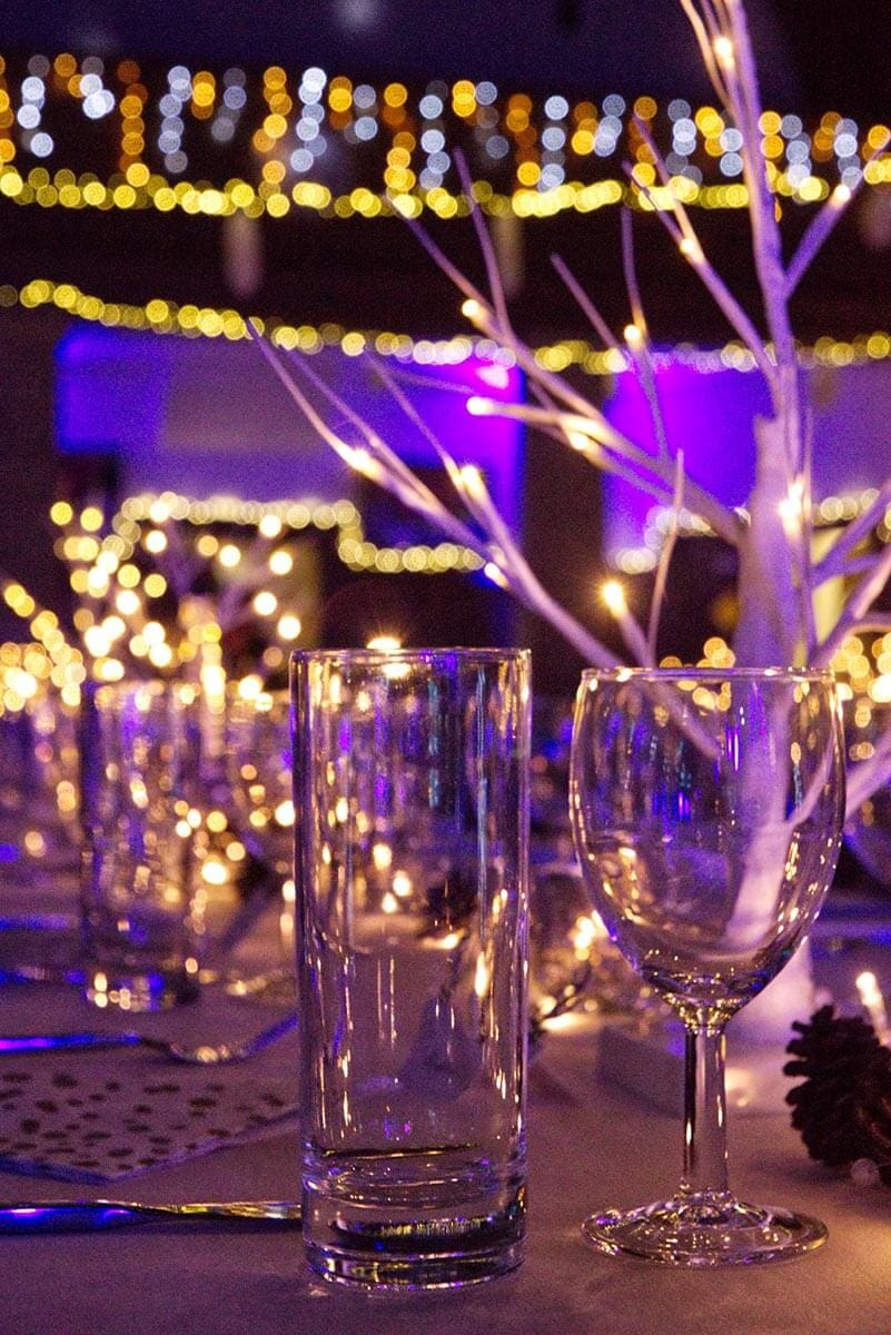 wine glass and water glass in event venue